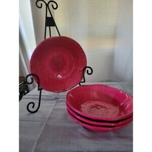 Pier 1 Melamine Plates Pink Crackle Carmelo bowls Set of 4